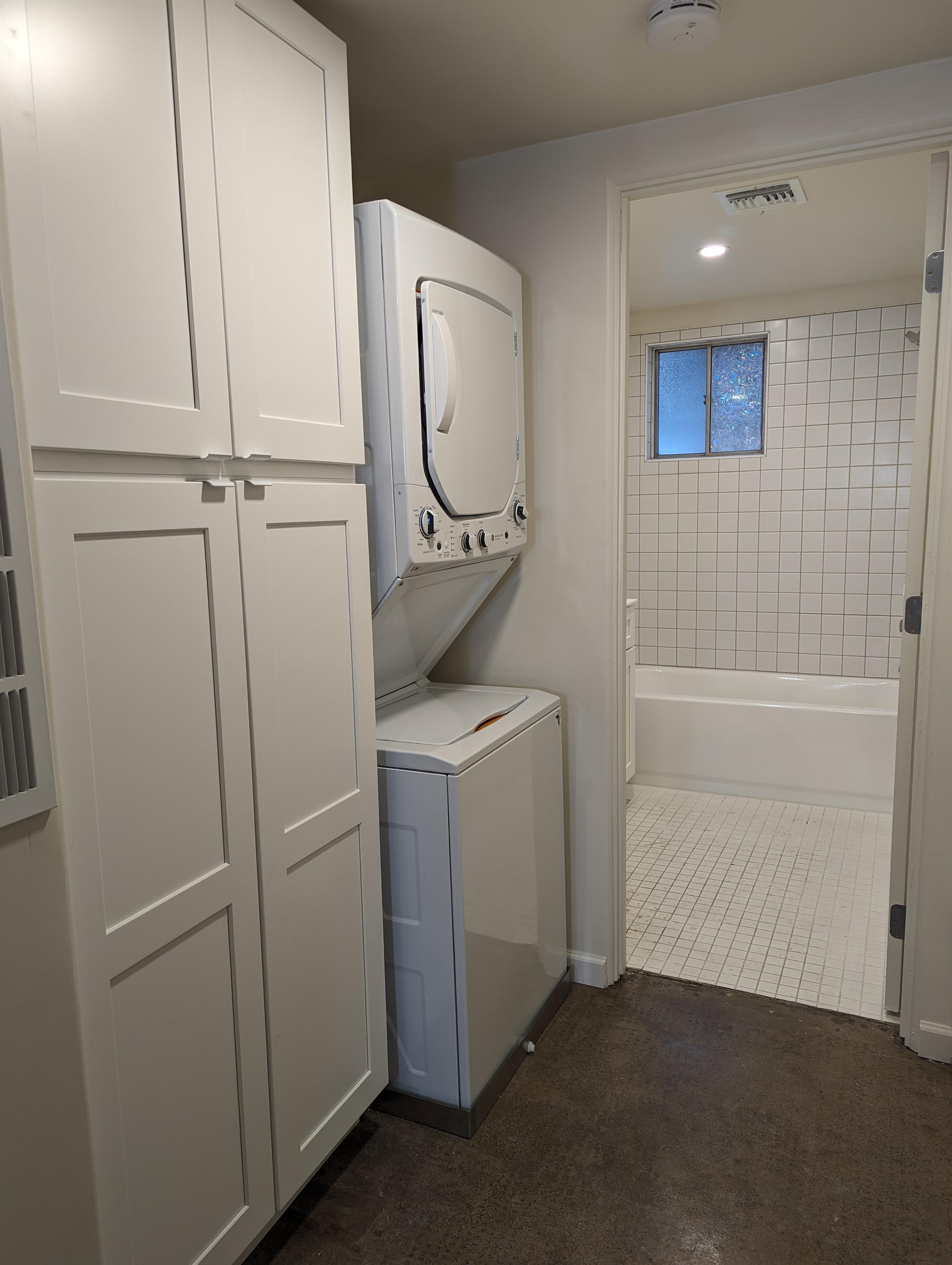In-home laundry area at Villa Riviera.